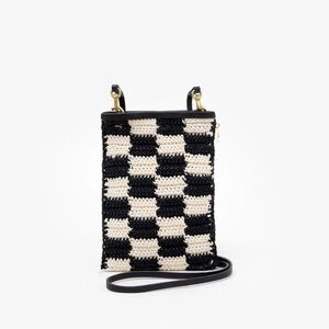 Clare V. Poche in Black & Cream Crochet Checker
